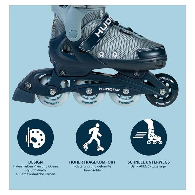 HUDORA Inline-Skate Leon 2.0 blau/grau für Kinder Gr. 33-36 verstellbar Skates - 4005998282564
