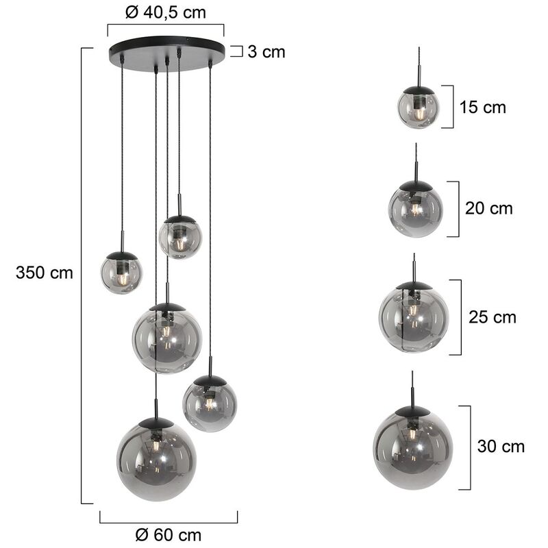 Steinhauer Bollique Pendelleuchte Hängeleuchte Designerlampe Rauchglas schwarz - 8712746133363