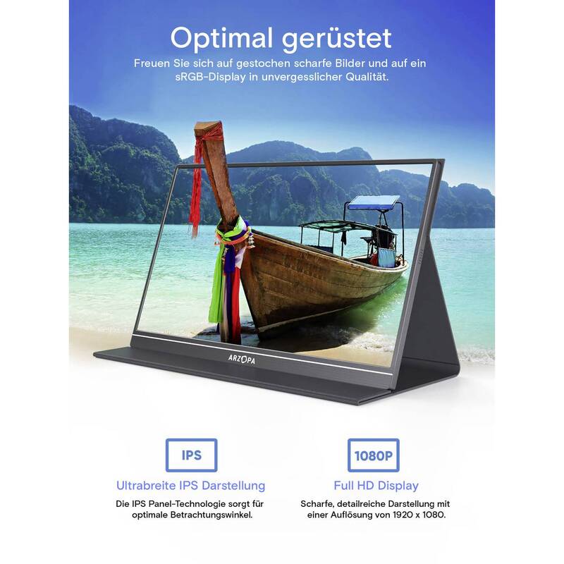 Arzopa S1 Monitor Bildschirm LCD 15.6 Zoll 1920x1080 Pixel USB-C HDMI DEFEKTWARE - 4064161483108