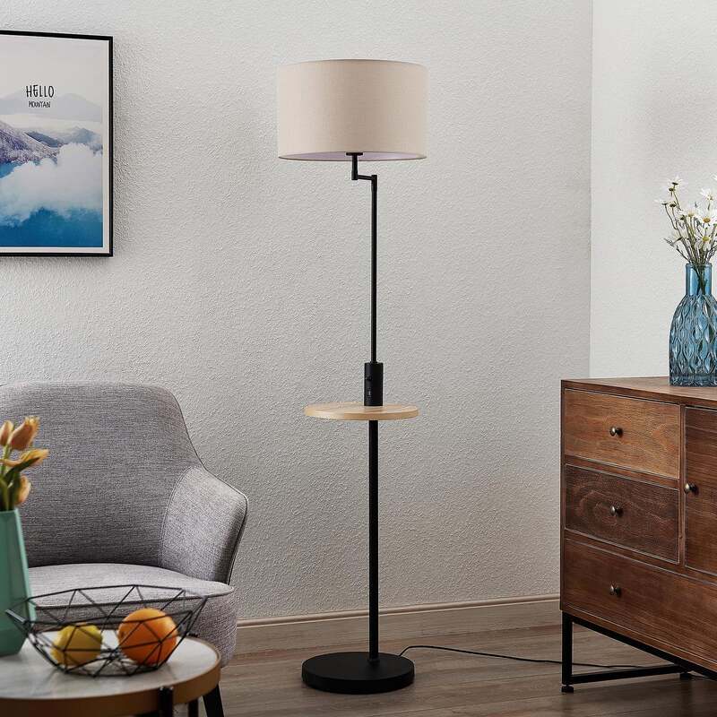 Lindby Stehlampe Zinia LED Lampe mit Ablage USB-Anschluss schwarz 160cm hoch - 4251911702422