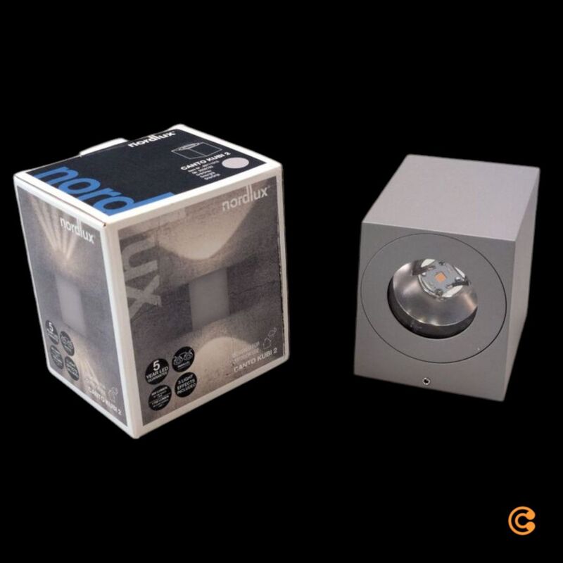 Nordlux Außenwandleuchte Canto Kubi 2.0 LED Gartenlampe Wandleuchte grau IP44 - 5701581483187