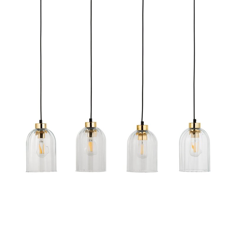 Glas-Hängeleuchte Satipo vierflammig transparent Deckenlampe Deckenleuchte Lampe - 5901780556280