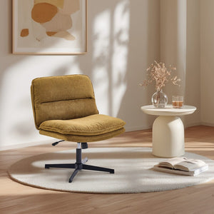 B-Ware hjh LIVING Loungesessel Sessel Schneidersitzstuhl Criss-Cross 20 Stoff Braun