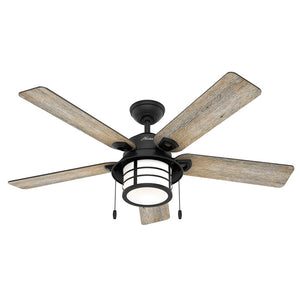 B-Ware Hunter Deckenventilator Santorini Ventilator mit Licht Holz schwarz bis 30m²