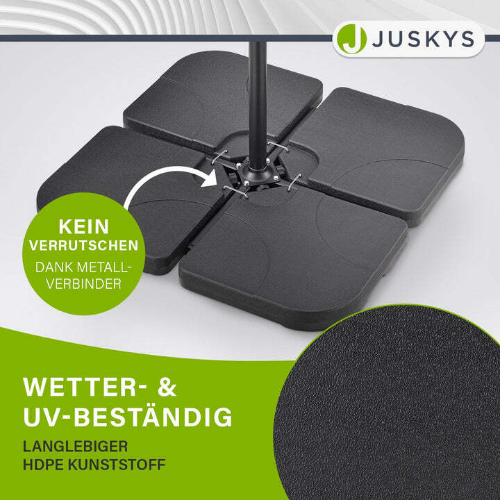 Schirmgewicht 4er Set QuadGewicht HDPE befüllbar bis 80kg schwarz stabil - 4260565522850