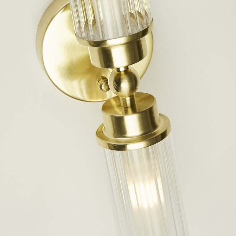 Searchlight Wandleuchte Imperial messing LED Wandlampe dimmbar IP44 Stahl Glas - 5053423271972