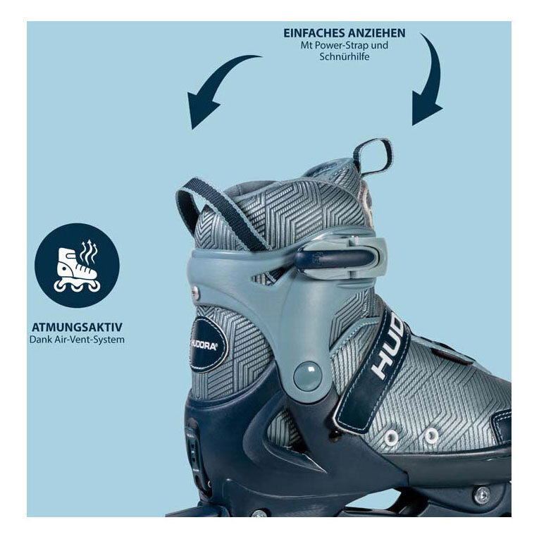 HUDORA Inline-Skate Leon 2.0 blau/grau für Kinder Gr. 33-36 verstellbar Skates - 4005998282564