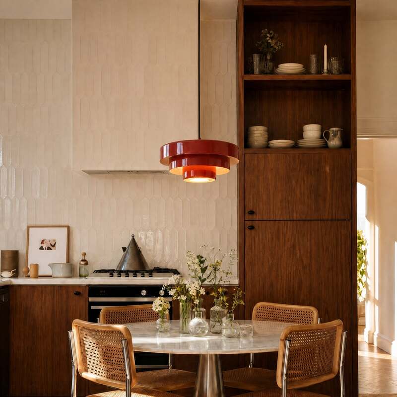 Lindby Hängeleuchte Pendelleuchte Lampe rot Metall E27 Durchmesser 35cm - 4255830903588