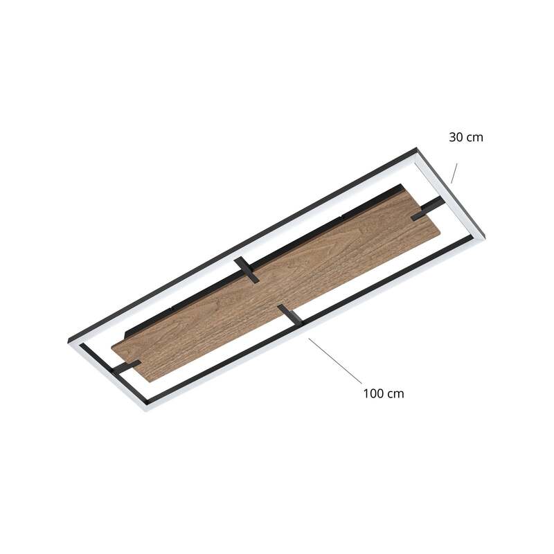 Lucande Deckenleuchte Vectra LED Lampe dimmbar Holz schwarz 100x30cm 3000K - 4255830910999