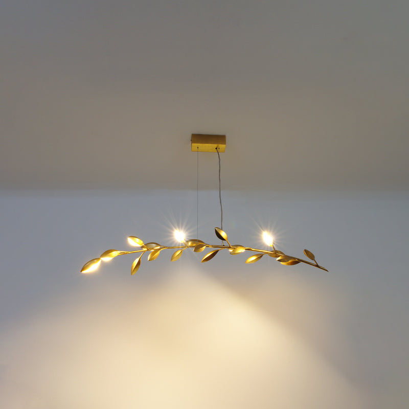 Holländer Hängeleuchte Riso 11-flammig LED Pendelleuchte dimmbar gold 130x30cm - 4250151345642
