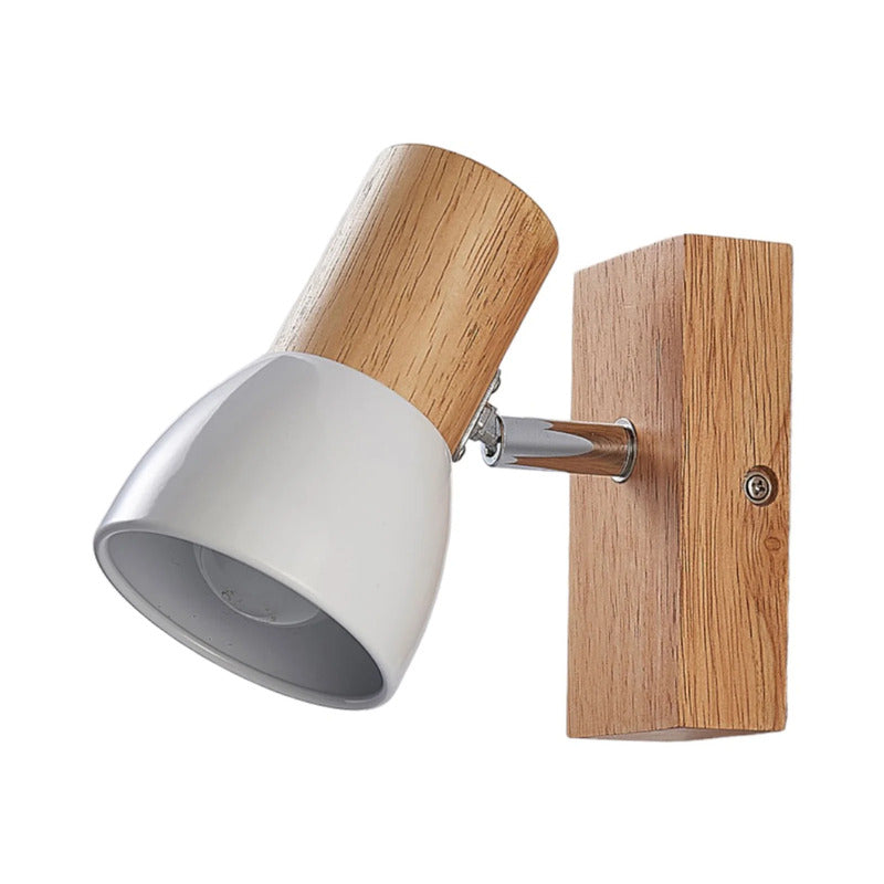 Lindby Wandlampe Thorin LED Strahler dimmbar Holz Metall weiß 14cm hoch 8cm - 4251096535730