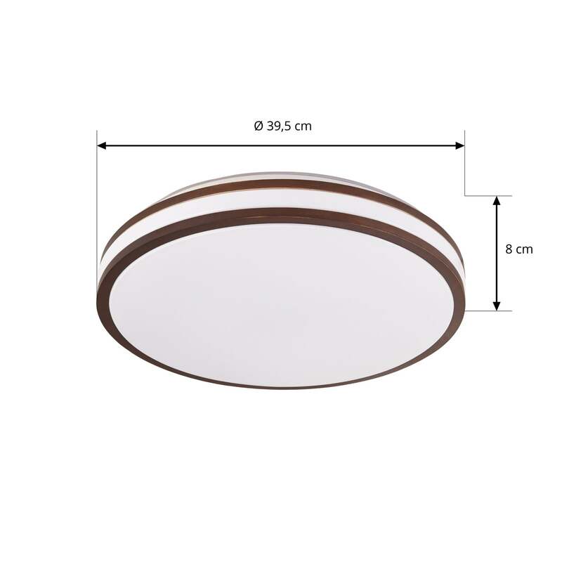 Lindby Deckenleuchte Emiva LED Lampe Leuchte dimmbar Holz dunkel Ø 40 cm CCT - 4255830911385