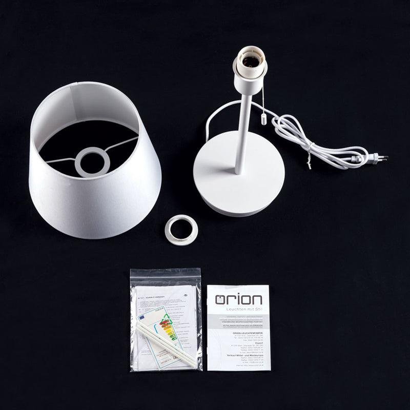 Orion Tischleuchte Ludwig USB Tischlampe Leuchte Lampe Stahl Leinen weiß 50cm - 9003090270286