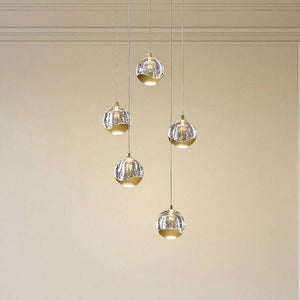 B-Ware Lucande Pendelleuchte Hängeleuchte Hayley LED Lampe 5-flg Blasenstruktur gold