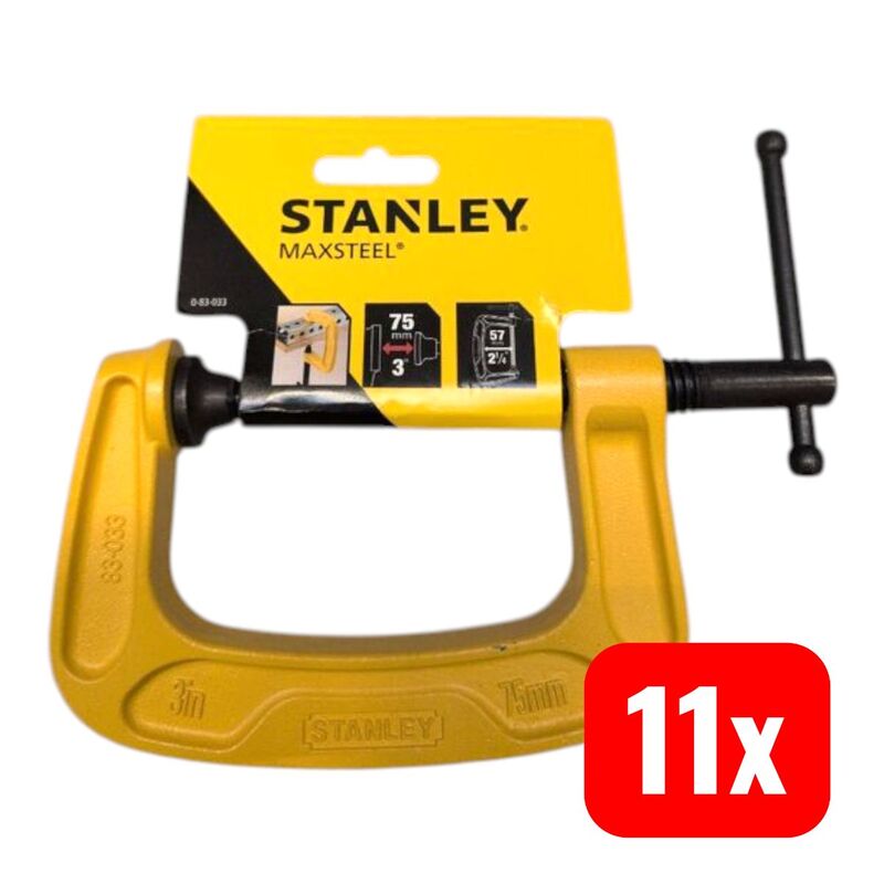 Stanley C-Klemme Spannweite 75mm schwarz-gelb 670g max. Klemmöffnung 7,5cm - 3253560830335