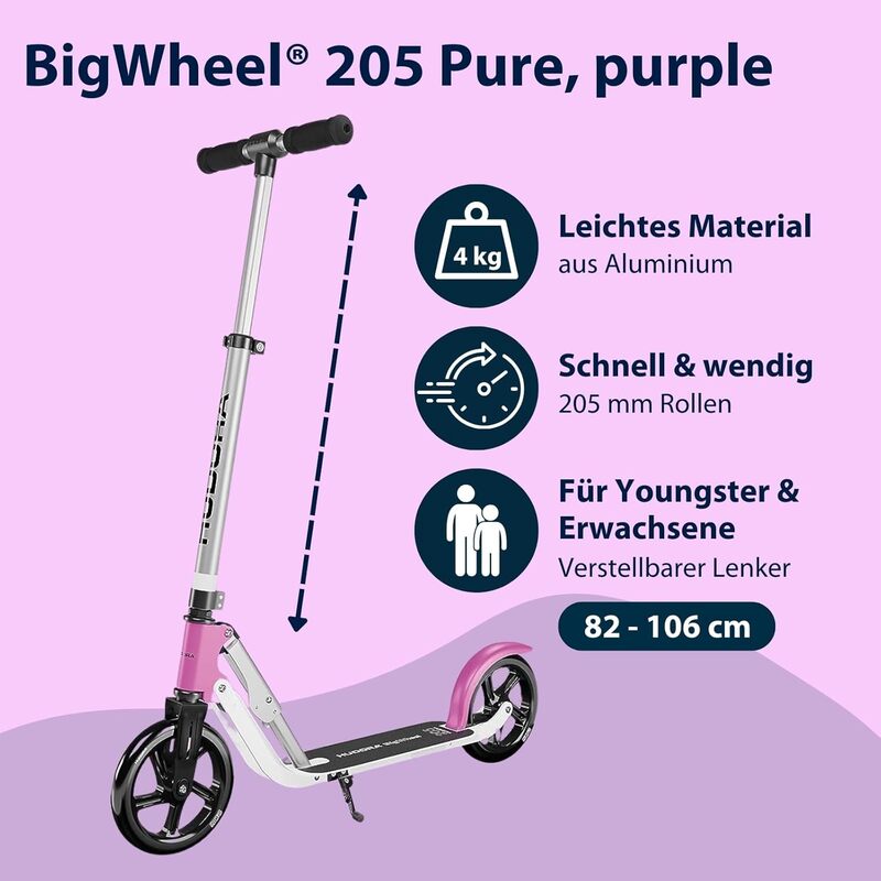HUDORA Roller Scooter Tretroller BigWheel Pure Aluminium klapp SIEHE TEXT/FOTO - 4005998859483