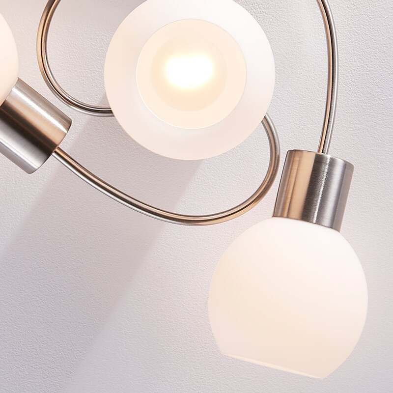 Lindby Deckenlampe Ciala LED Deckenleuchte 4-flammig dimmbar nickel Ø43cm weiß - 4251096524093