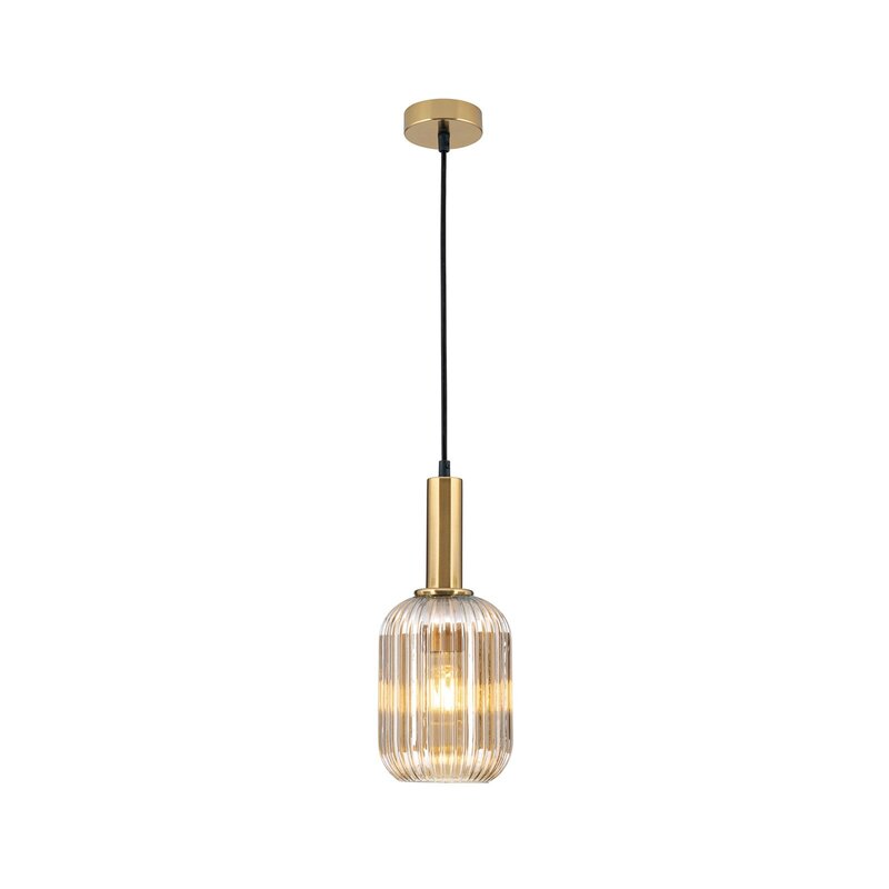 Orion Pendelleuchte Carneval Hängelampe dimmbar amber Ø14cm Glas altmessing - 9003090277797