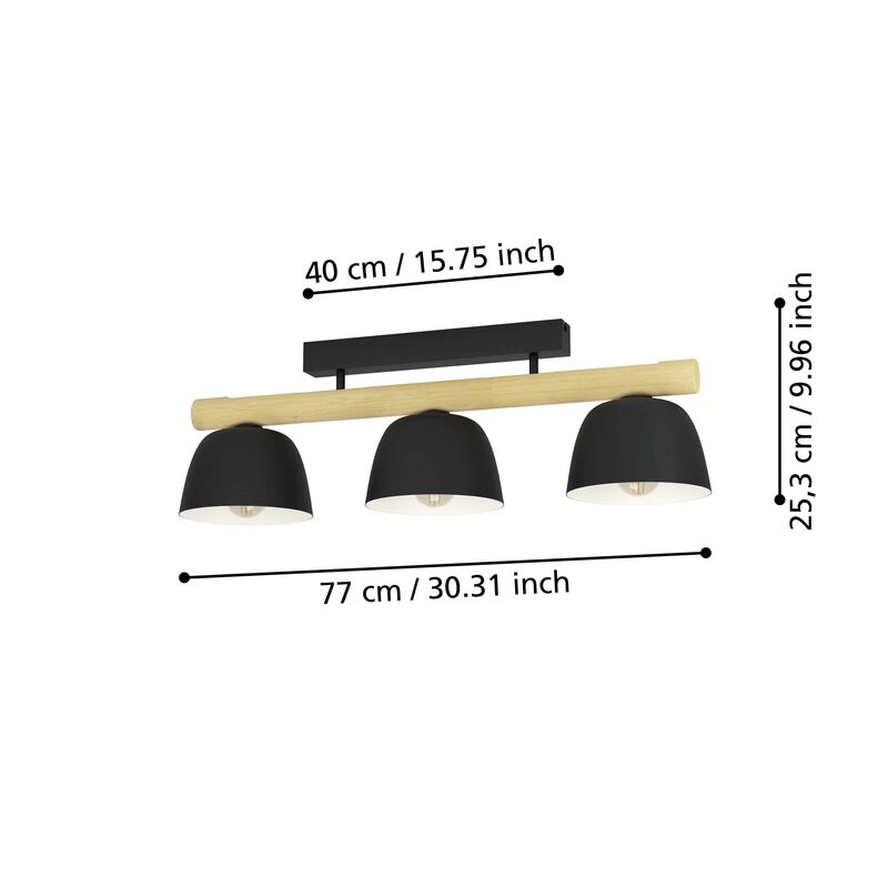 Eglo Deckenleuchte Sherburn 3-flg LED Lampe Leuchte dimmbar schwarz-braun 80cm - 9002759437381