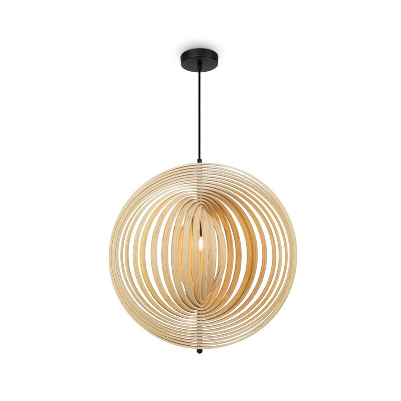Maytoni Hängeleuchte Pendelleuchte Ø60cm Kugellampe Roots Holz schwarz - 4099776049500