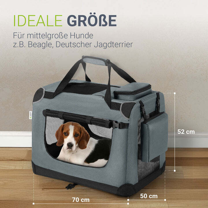 Faltbare Hundetransportbox Lassie grau mit Tragegriff Liegedecke für Hunde L - 4260565521037