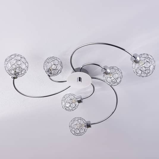 Lindby Deckenleuchte Deckenlampe Tyron Glas Metall chrom 65 cm LED - 4251096516746