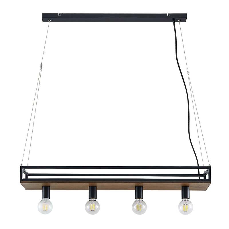 Lindby Hängelampe Hängeleuchte Kirista LED Pendelleuchte Lampe schwarz Holz - 4251911734799