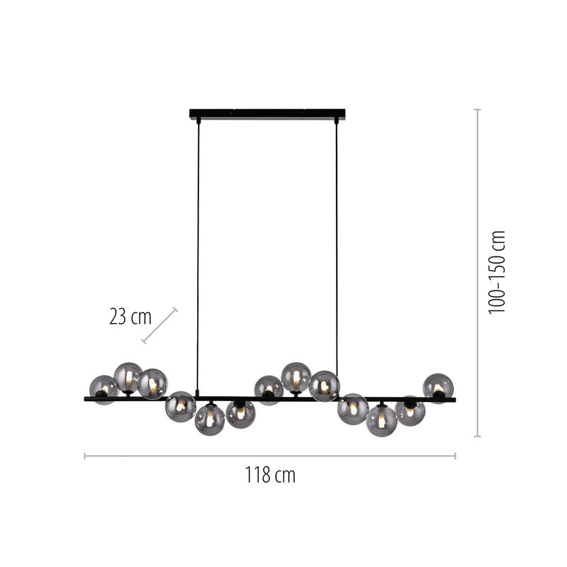 SCHÖNER WOHNEN Hängeleuchte Pendelleuchte Dubai Rauchglas G9 LED schwarz 13-flg - 4043689017590