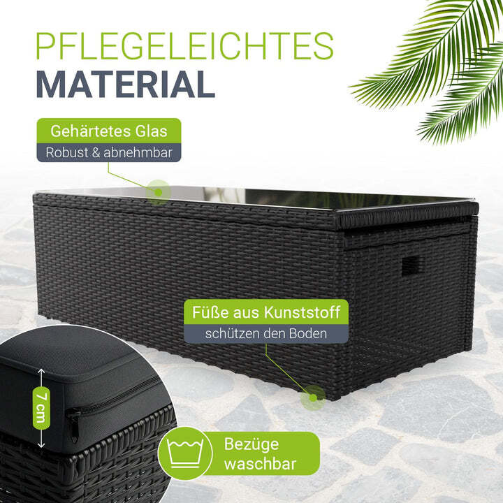 Polyrattan Lounge Salou Gartenmöbel Set für 6 Personen mit Polstern schwarz grau - 4262437180267
