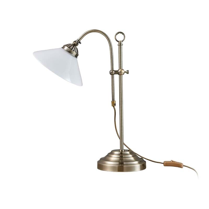 Lindby Tischlampe Otis LED Lampe höhenverstellbar altmessing Glas 60,5cm E14 - 4251096525113