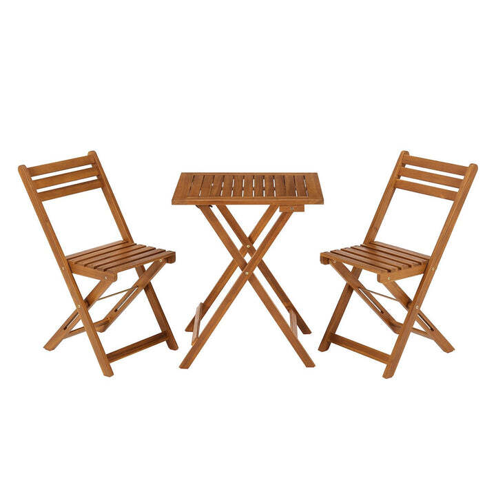 Balkonmöbel Set 3-teilig Akazienholz klappbar platzsparend Tisch Stuhl natur - 4260565529910