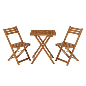 B-Ware Balkonmöbel Set 3-teilig Akazienholz klappbar platzsparend Tisch Stuhl natur