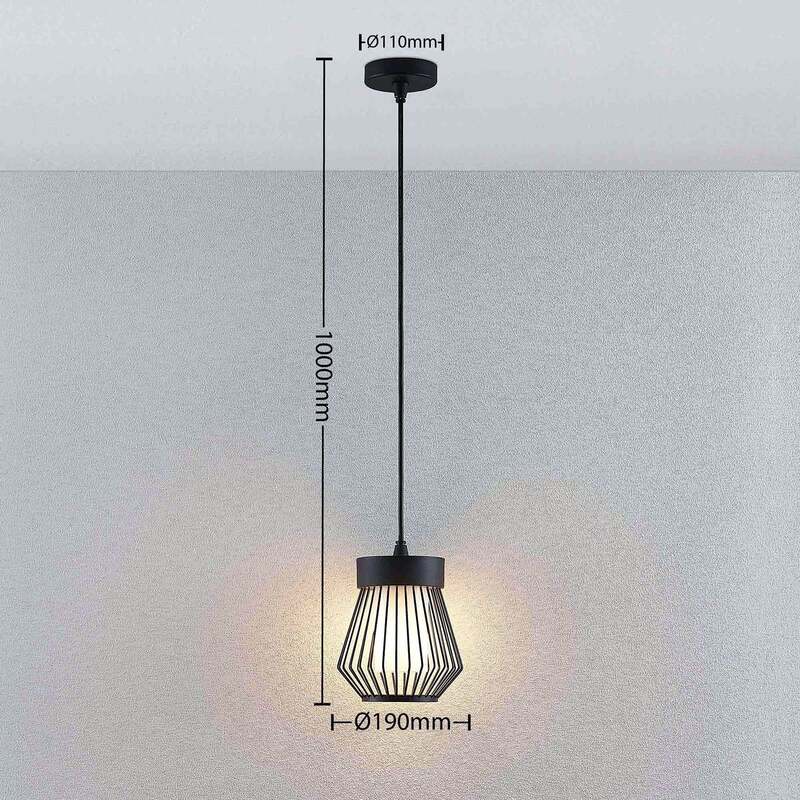 Lindby Außenpendelleuchte Vajana LED Gartenlampe dimmbar schwarz IP44 Ø19cm 80cm - 4251096562958