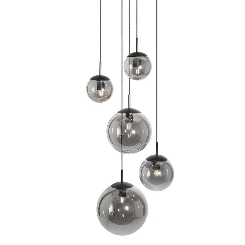 Steinhauer Bollique Pendelleuchte Hängeleuchte Designerlampe Rauchglas schwarz - 8712746133363