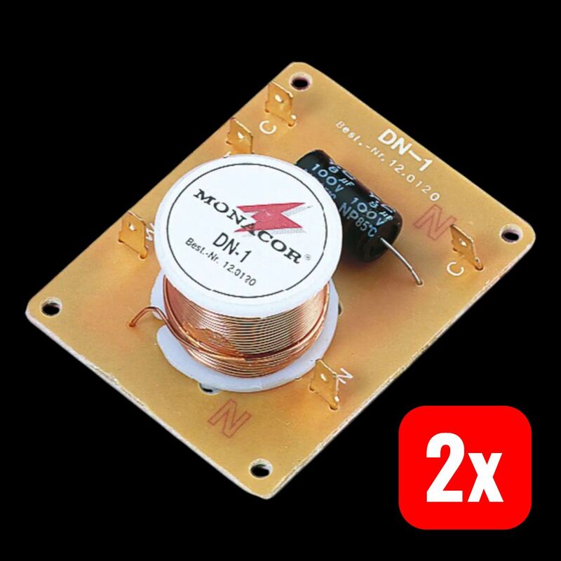 Monacor 2-Wege Frequenzweiche DN-1 60W 8 Ohm Signalverteilung Audioqualität - 4007754004434