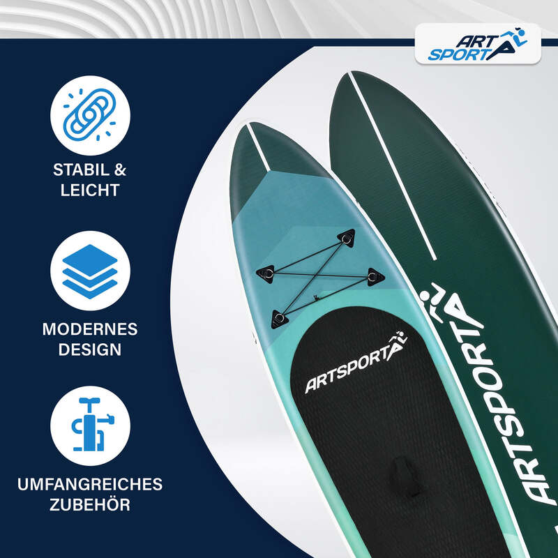 Stand Up Paddling Board Blue Wave SUP Board Komplett Set Zubehör blau Aufblasbar - 4260565524854