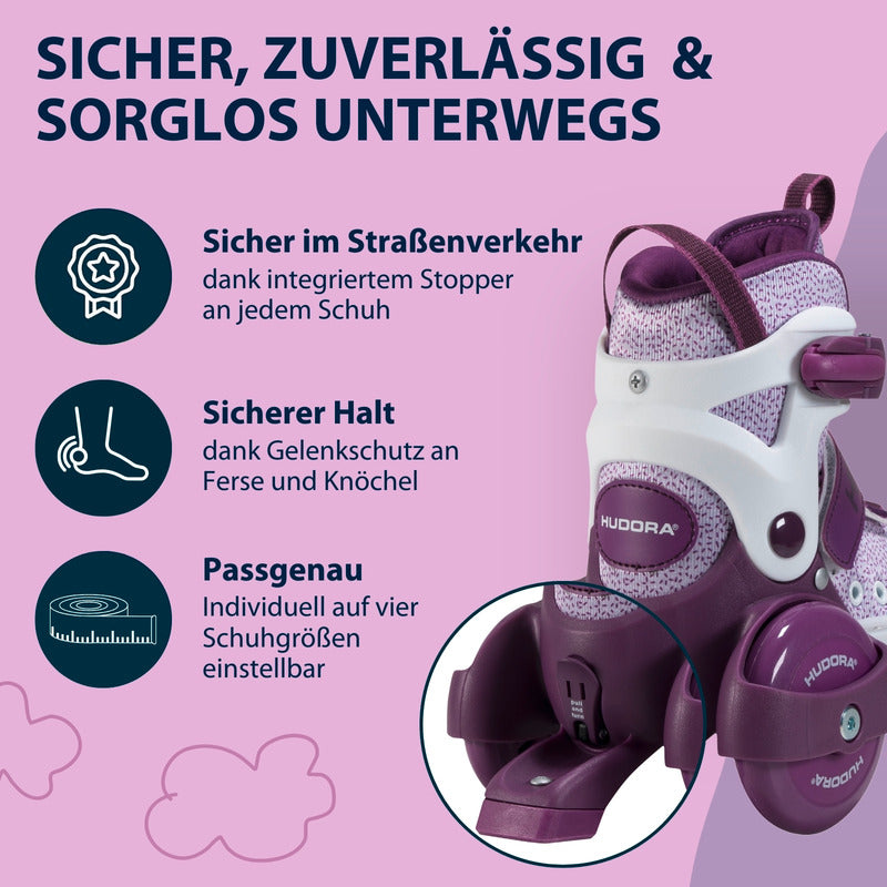 HUDORA Rollschuh My First Quad lila Gr. 26-29 für Kinder ab 3 Jahren - 4005998220627