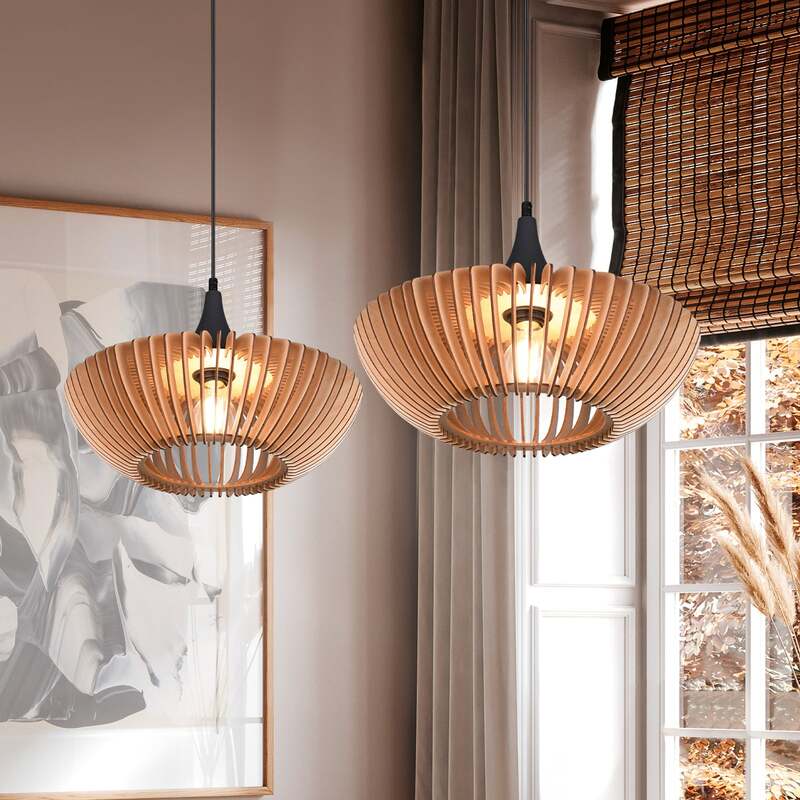 TRIO LIGHTING Hängelampe Hängeleuchte Colino LED Pendelleuchte dimmbar Holz hell - 4017807540277