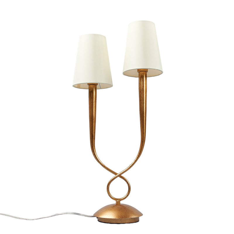 Mantra Iluminación Tischleuchte Paola Tischlampe E14 2fl gold mit Textilschirmen - 8435153235467