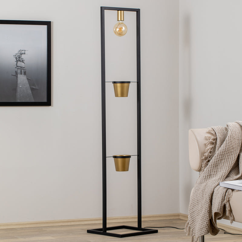 Stehleuchte Flores Stehlampe Standleuchte Leuchte 1-flammig schwarz/gold Stahl - 5907565953732