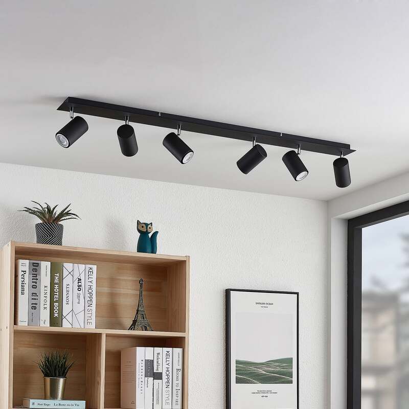 Lindby Deckenstrahler Joffrey LED Strahler 6-flg dimmbar schwarz 116cm Leuchte - 4251911728590