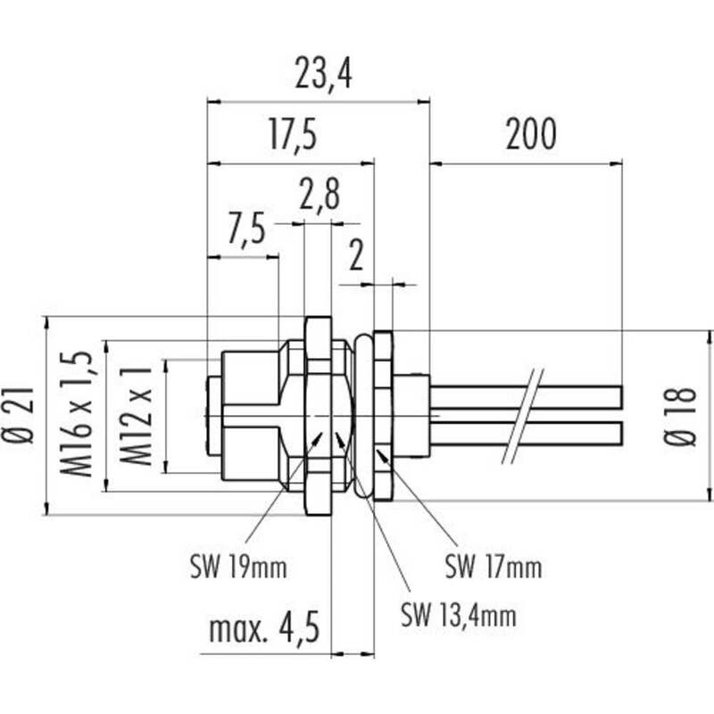 Binder Rundsteckverbinder Buchse Stecker 4 Pol Serie 813 Gehäusemontage 1 Stück - 2050010634519