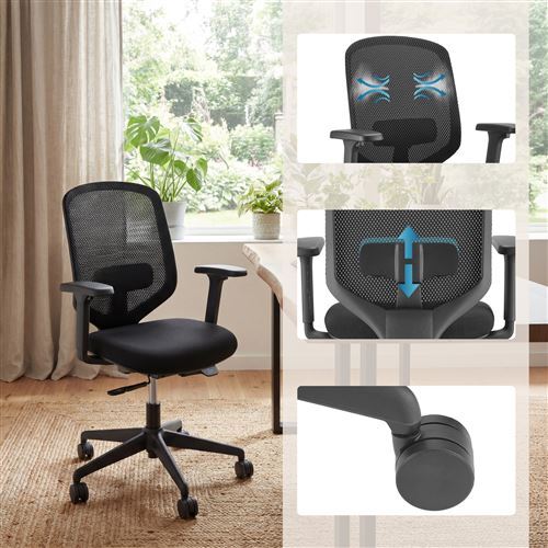 HJH OFFICE Bürostuhl Drehstuhl Schreibtischstuhl Delvia Schwarz Armlehnen - 4064323130628