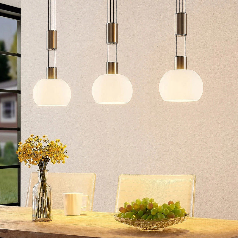Dreiflammige LED Pendellampe Hängeleuchte Lindby Aurell Glas Nickel Esszimmer67 - 4251096573312