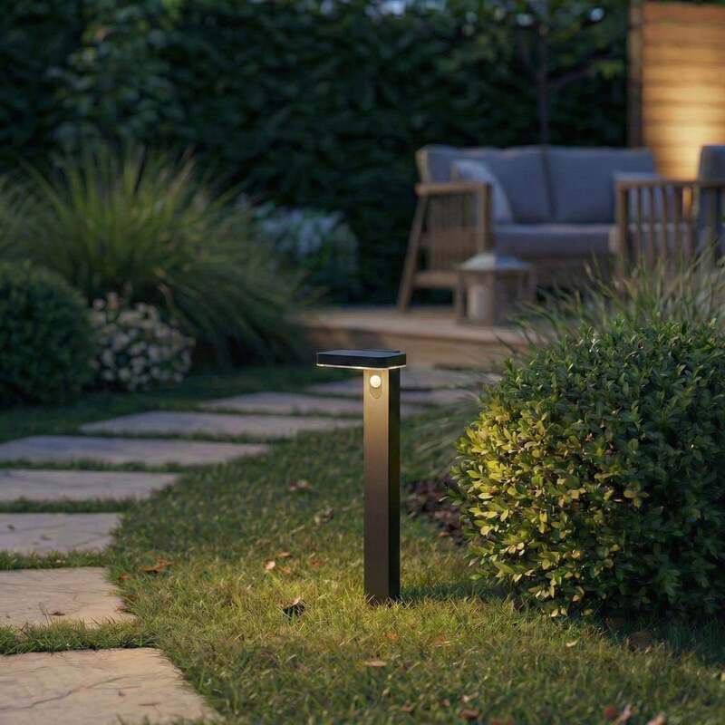 Prios Wegeleuchte Gartenlampe LED Solarleuchte Sensor Tarlson schwarz 78,5 cm - 4255830907395