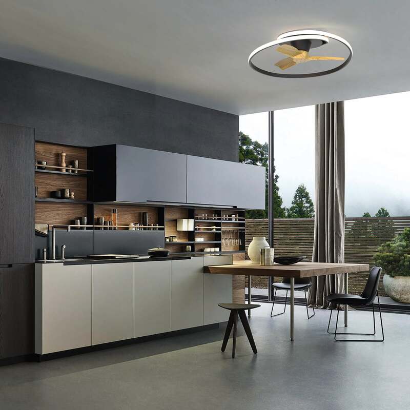 LED-Deckenventilator Ocean schwarz/holz 78 cm DC leise dimmbar 60 W CCT - 8435153282362