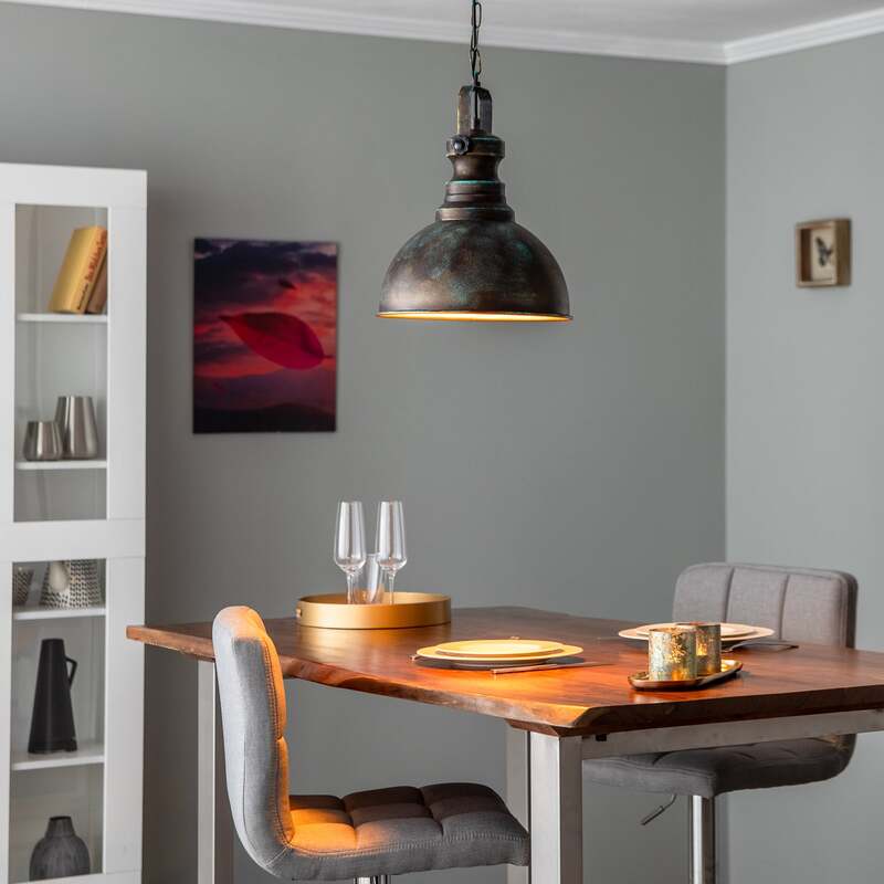 Hängelampe Saglam 3710 LED Hängeleuchte dimmbar gold patiniert Ø31cm antik - 8681875467840