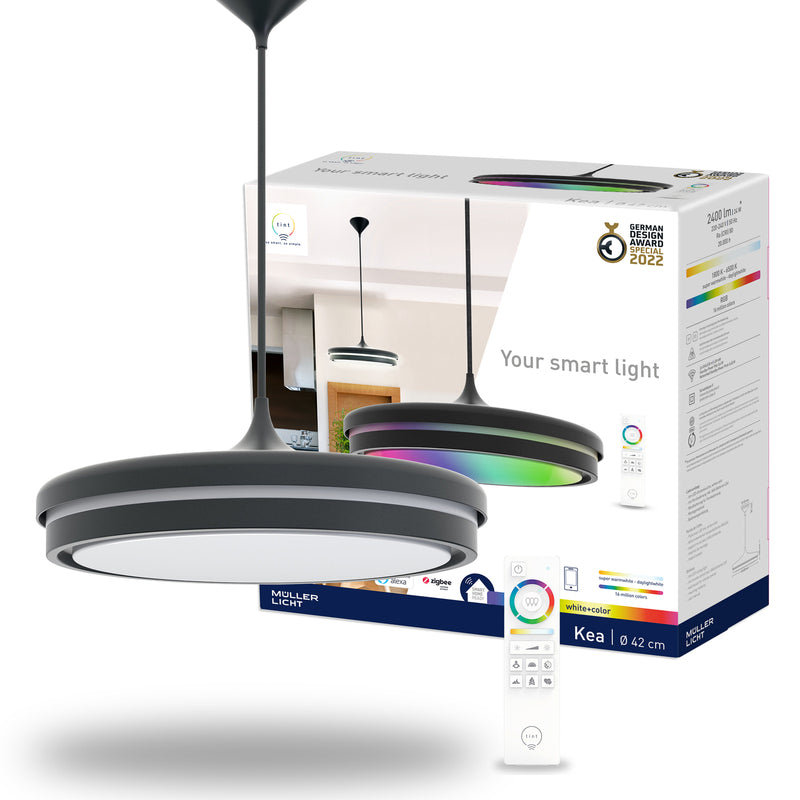 Müller Licht tint Hängeleuchte Kea LED Pendelleuchte dimmbar schwarz 42cm Ø - 4018412681928