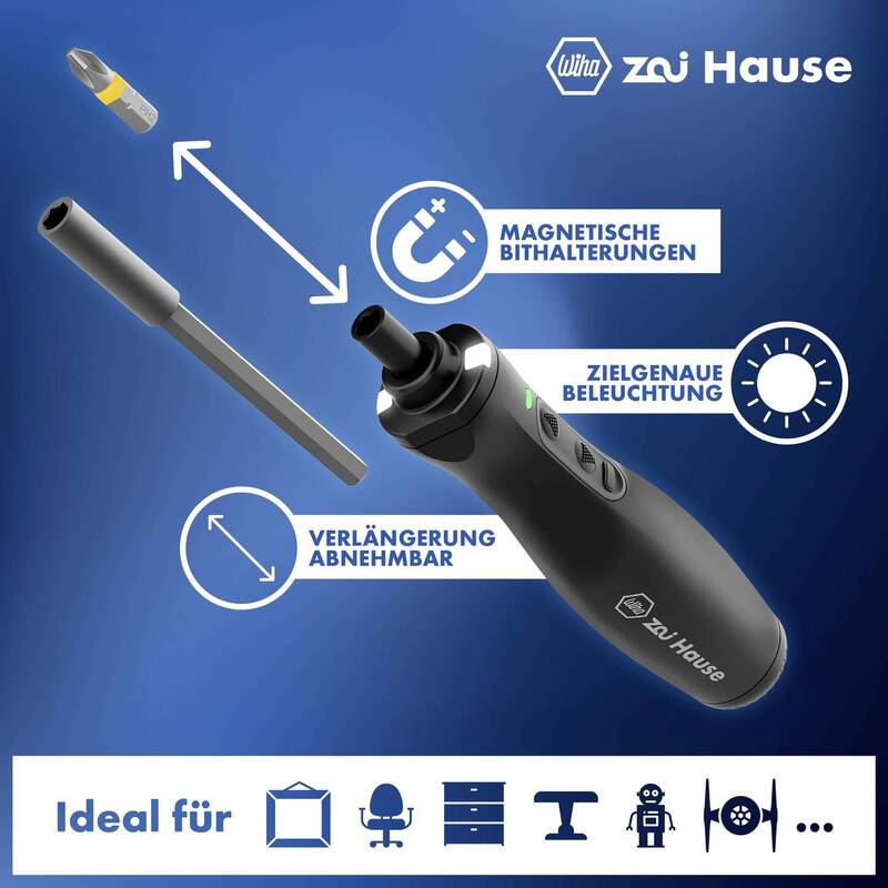 Wiha E-Schraubendreher Akku Schrauber mit LED Leuchte und zwei Drehmomentstufen - 4010995446215