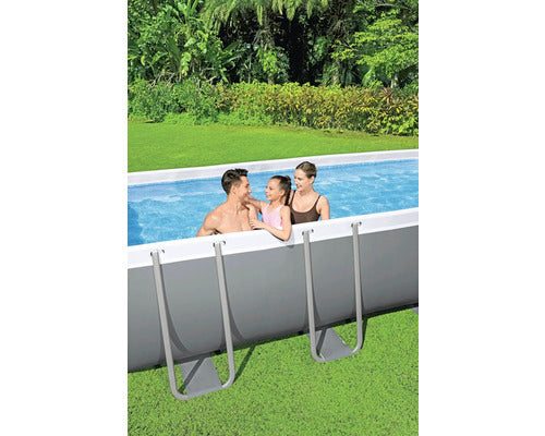 Bestway Aufstellpool Framepool eckig 488x244x122cm mit Sandfilteranlage grau - 4306516706075